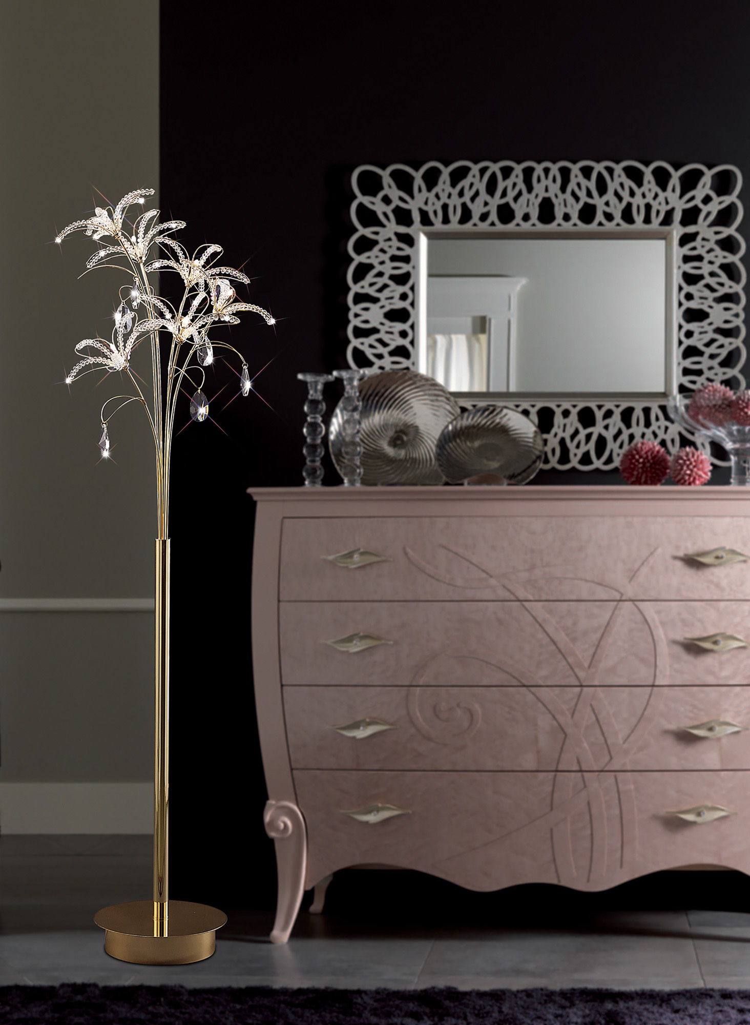 Kenzo Crystal Floor Lamps Diyas Multi Head Floor Lamps